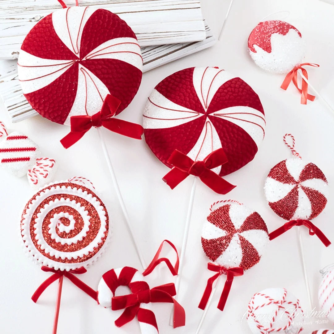 Large Christmas Candy Cane Ornaments – Red & White Lollipop Decorations for Tree, Home & Party Decor