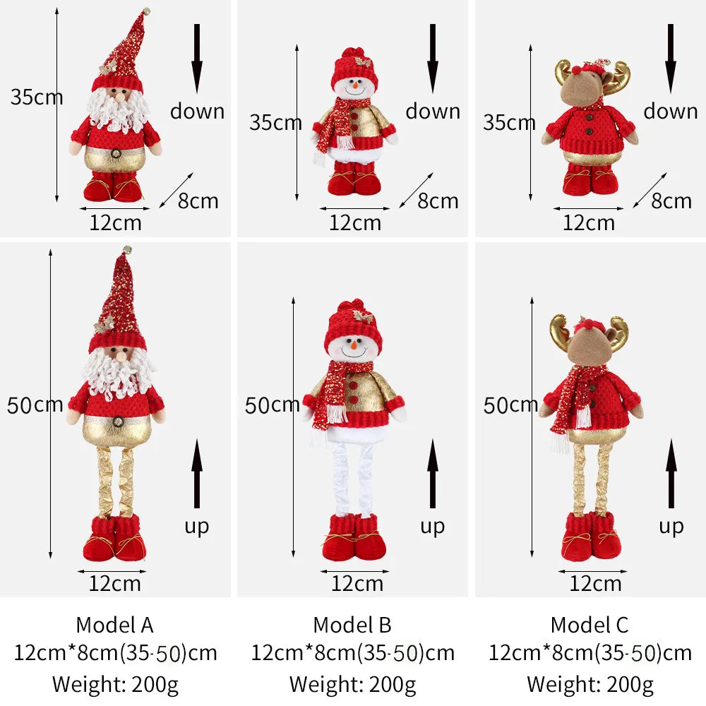 Telescopic Christmas Dolls Set: Santa Claus, Reindeer & Snowman for Merry Home Decor 2024