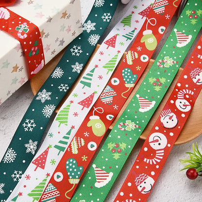 10 Yards Christmas Ribbon – 1 Inch Printed Polyester Ribbon for DIY Holiday Crafts, Gift Wrapping & Decorations