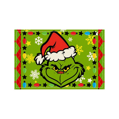 Classic Christmas Party Green Placemats Plaid Layout Suit Decorative Placemats Special Placemats For Christmas And Halloween