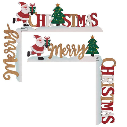 Wood Christmas Door Corner Decor – Santa, Snowman, Reindeer & Letters Frame Sign for Holiday Home Décor