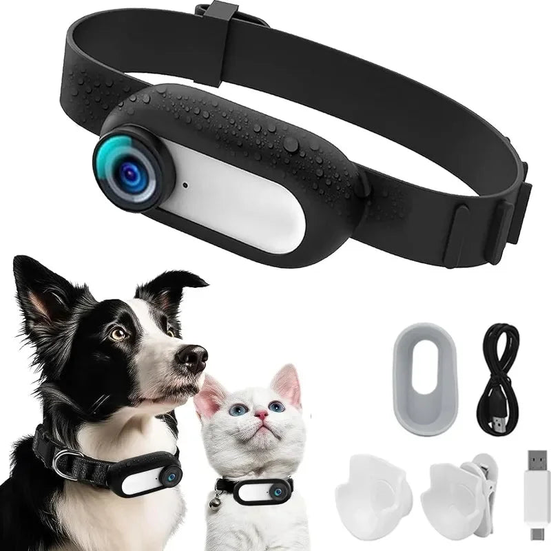 Pet Collar Camera – HD 1080P Cat & Dog Tracker, Mini Sports Camera with Video Recording, Wireless Outdoor Action Cam for Pets