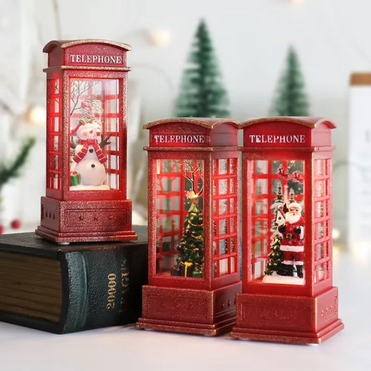 Christmas Chestnut Telephone Booth – Luminous Christmas Desktop Decoration, Creative Night Light for Festive Décor & Gifts