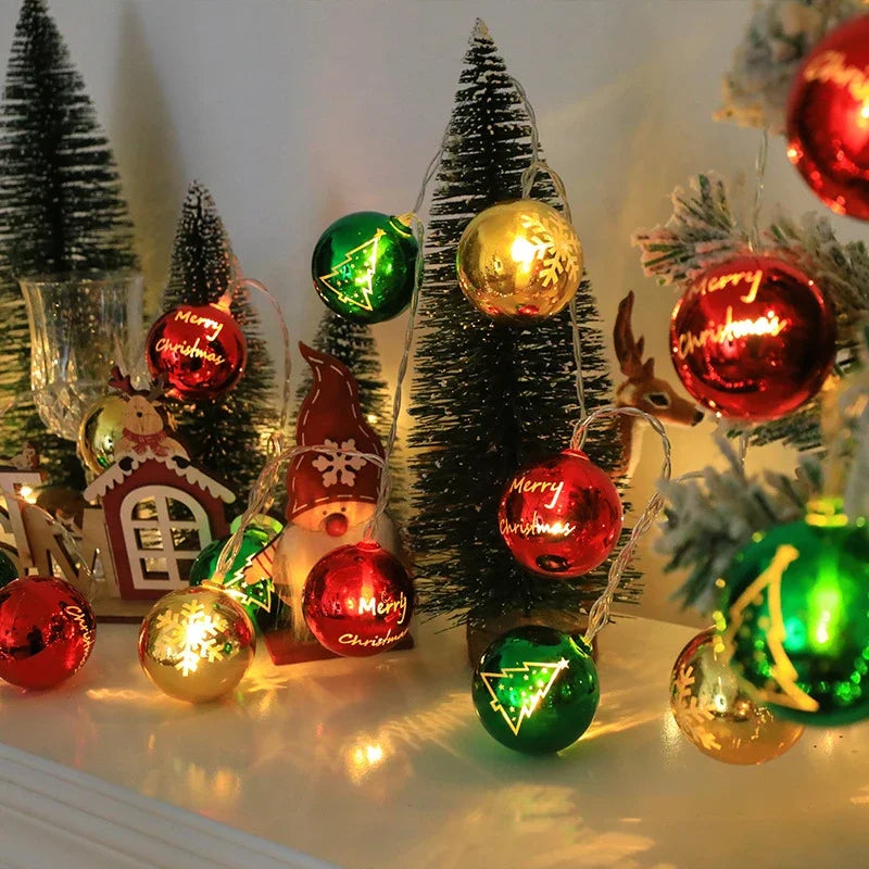 Christmas Decorative Lights String Balls Stars Garland Battery-operated Garland Xmas Decoration