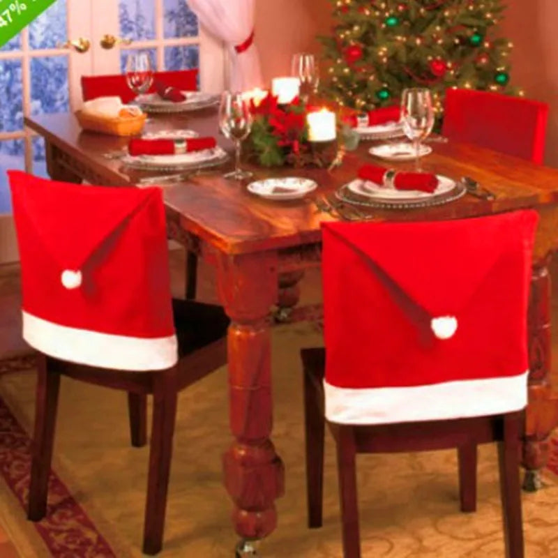 Santa Hat Chair Cover Set – Festive Christmas Table & Chair Decoration (1-10pcs)