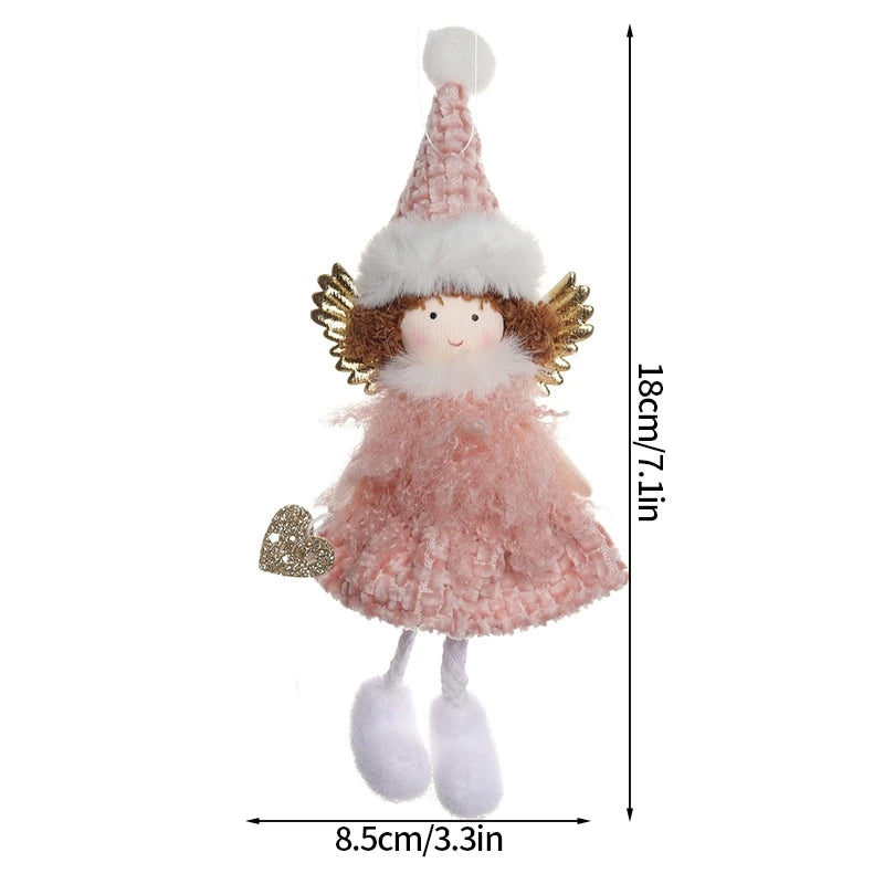 Christmas Angel Girl Doll Ornament – Plush Hanging Pendant for Tree & Holiday Décor