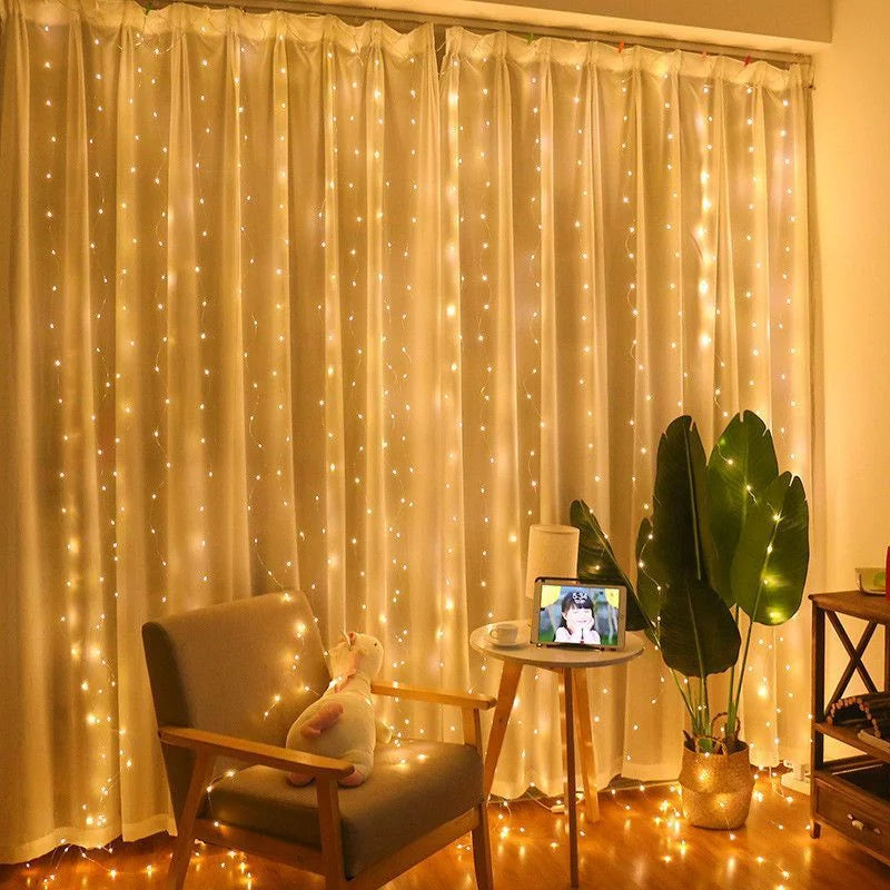 3M/4M/6M Curtain LED String Lights – Remote Control Fairy Garland Lights for Christmas, Weddings, and Home Decor