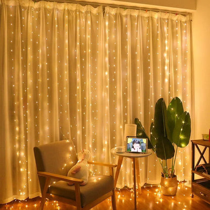 3M/4M/6M Curtain LED String Lights – Remote Control Fairy Garland Lights for Christmas, Weddings, and Home Decor