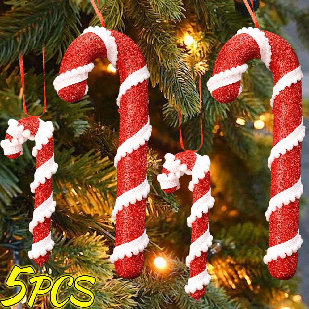 Christmas Candy Cane Hanging Ornaments – Red & White Lollipop Pendants for Tree Decor & Holiday Cheer 1