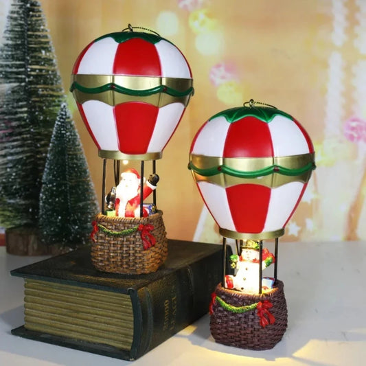 Christmas LED Luminous Resin Ornaments – Santa &amp; Snowman Miniature Cabin Decorations for Holiday Gifts and Home Décor