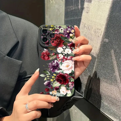 Flower Pattern Soft Silicone Phone Case for iPhone 15, 14, 13, 12, 11 Pro Max – Matte Protective Case for iPhone XS Max, XR, X, 14 Plus