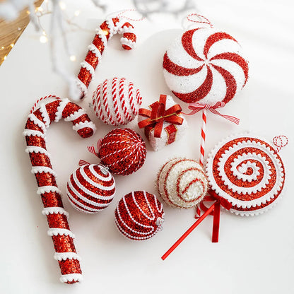 Red and White Candy Cane Lollipop Ornaments: Christmas Tree Hanging Decorations for Holiday and New Year 2025