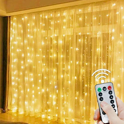 3M/4M/6M Curtain LED String Lights – Remote Control Fairy Garland Lights for Christmas, Weddings, and Home Decor