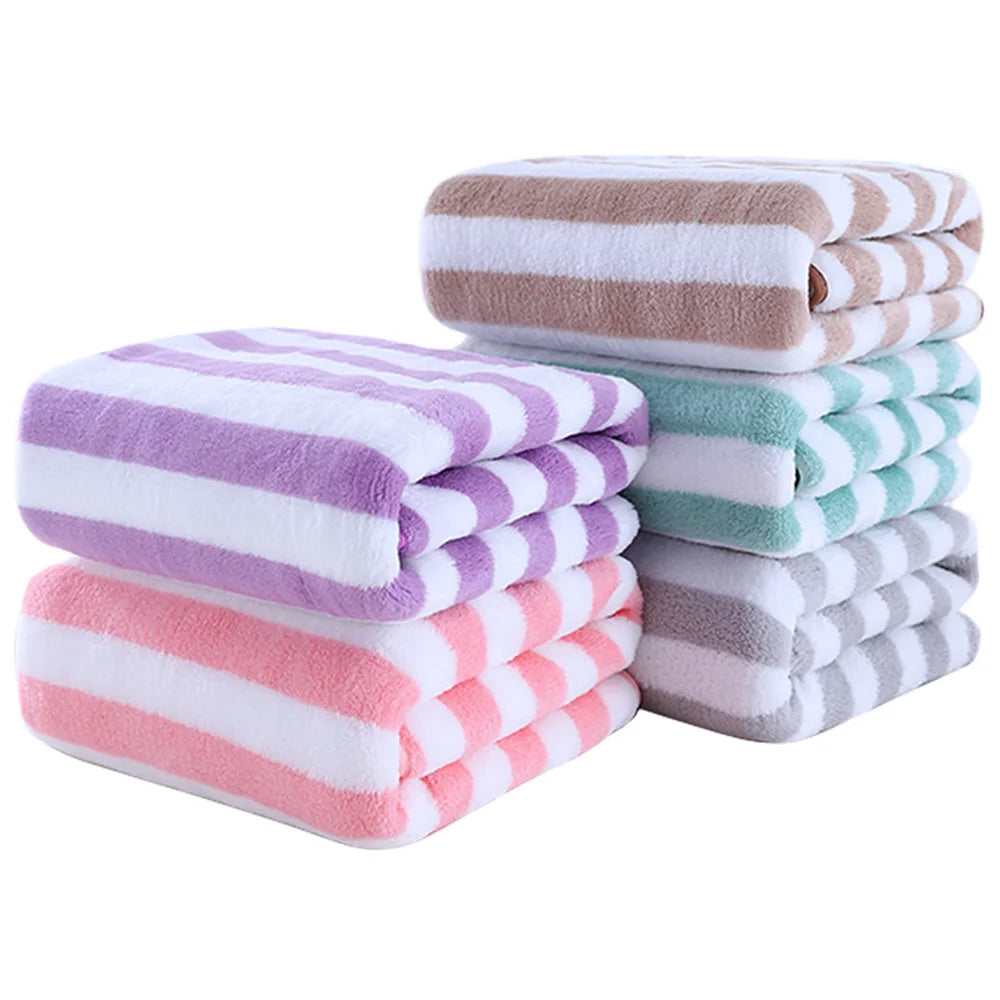 Striped Absorbent Quick Drying Bath Towel Sets Soft Adults Face Hand Towels Bathroom Microfiber Swim Bath Towels