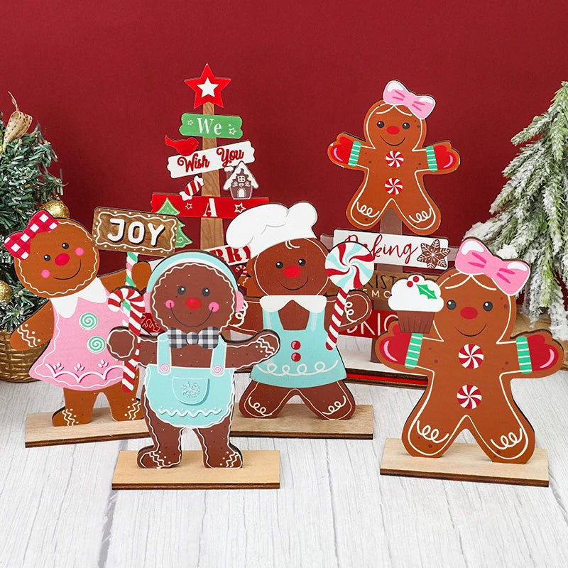 Christmas Gingerbread Man Wooden Decoration: Festive Xmas Cookie Ornament for Home & New Year Gifts