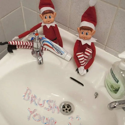 Elfie Boy & Elvie Girl Set: Fun Playful Elves Behavin' Badly, Soft Body & Vinyl Face Figures, Holiday Décor