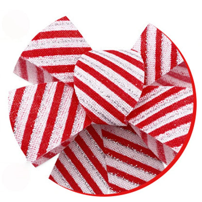 Christmas Tree Bow Ribbon with Candy Cane Stripe – Red &amp; White Checkered Holiday Décor for Festive Home, Tree & Garland Decorations