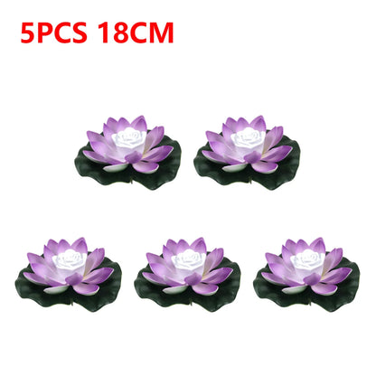 20-1Pcs Energy Saving Solar Powered Lamp Night Light LED 18cm Artifical Floating Lotus Garden Pool Pond Fountain Decoration