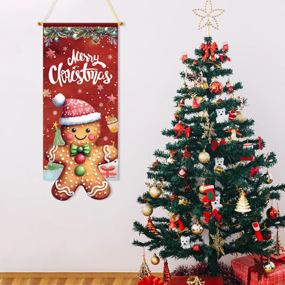 Christmas Gingerbread Man Hanging Flag Navidad Natal Noel Pendant Merry Christmas Decorations For Home 2024 Happy New Year 2025