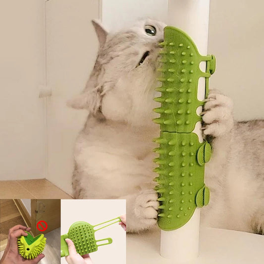 Pet Cat Hair Removal Massage Comb: Self-Cleaning Wall Corner Cat Scratcher Brush for Grooming