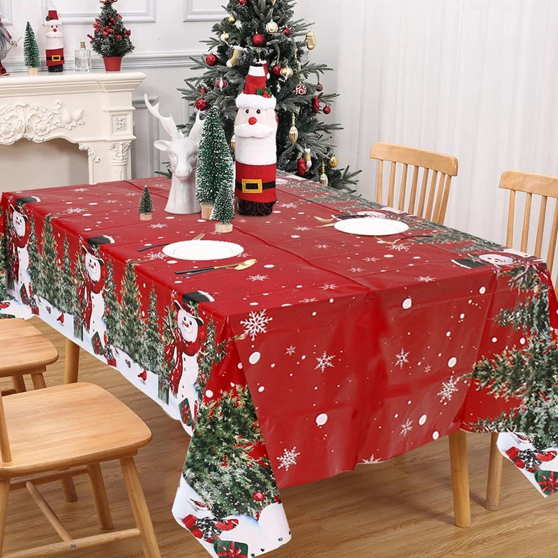 Christmas Snowflake Tablecloth: Merry Christmas & New Year 2024 Table Decor, Festive Table Cover