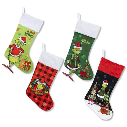 4PCS Fashion Christmas Stockings Gift Bag Set – Holiday Tree Decorations & Ornaments