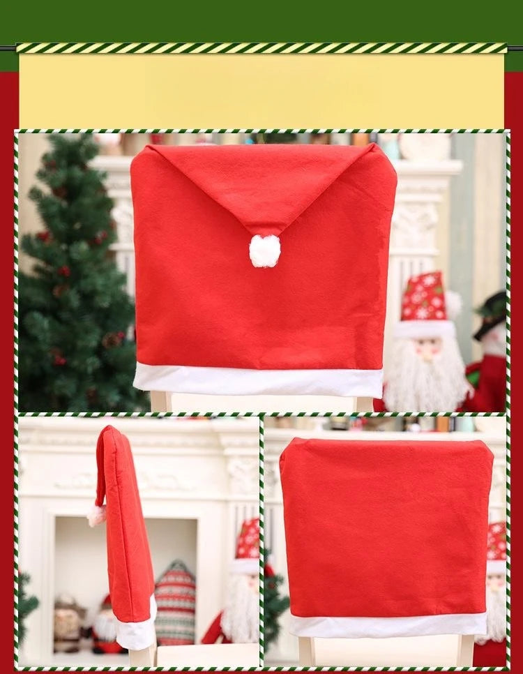 Santa Hat Chair Cover Set – Festive Christmas Table & Chair Decoration (1-10pcs)