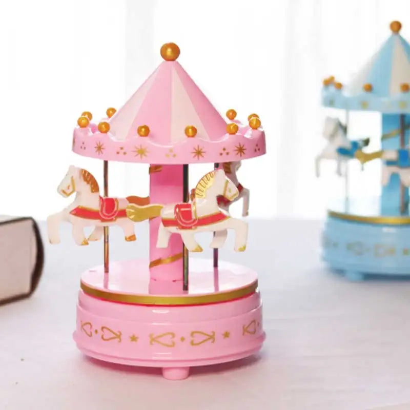 Luxury Carousel Music Box: Handcrafted Romantic Gift with Rotating Horses and Elegant Design