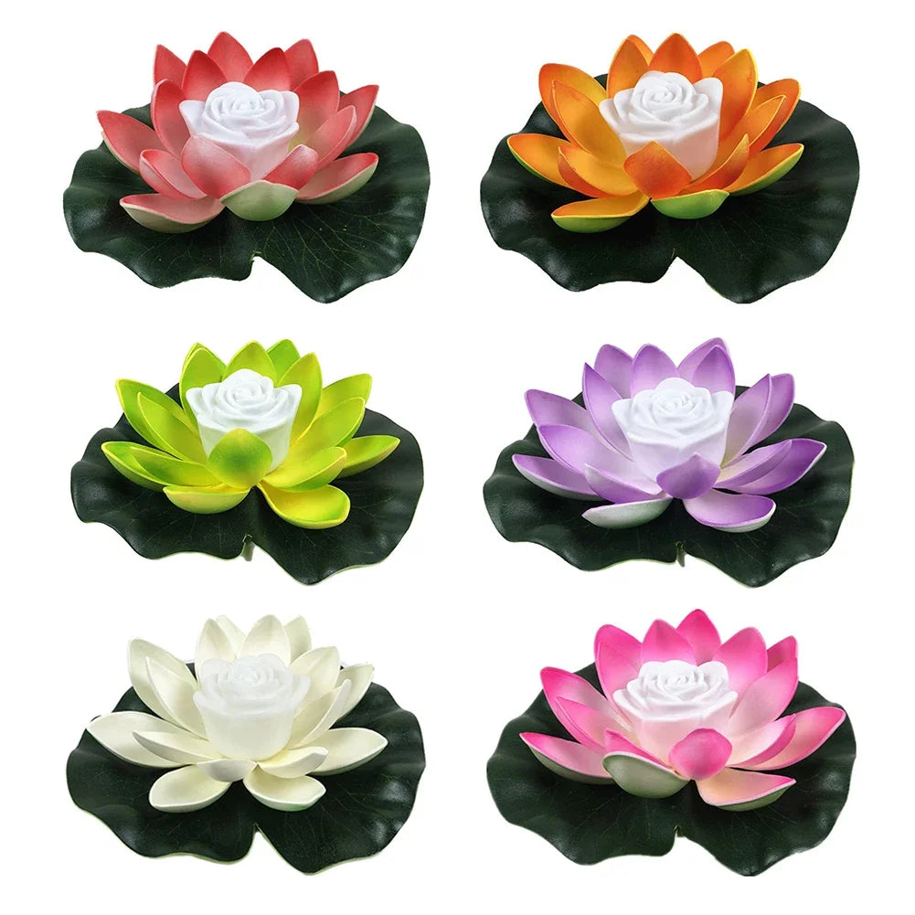 LED Waterproof Floating Lotus Light – Battery Operated Artificial Lily Flower Night Lamp for Pond, Pool, and Garden Décor