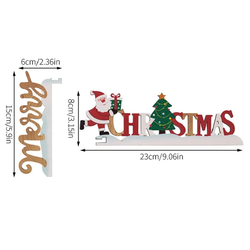 Wood Christmas Door Corner Decor – Santa, Snowman, Reindeer & Letters Frame Sign for Holiday Home Décor