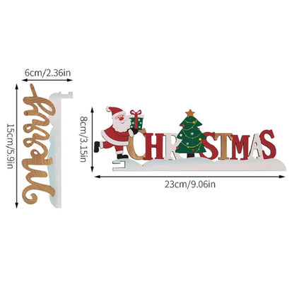 Wood Christmas Door Corner Decor – Santa, Snowman, Reindeer & Letters Frame Sign for Holiday Home Décor