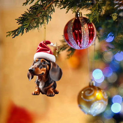 Christmas Cute Dog Tree Pendant – Adorable Holiday Car & Home Hanging Ornament for Window, Backpack, or Tree Décor