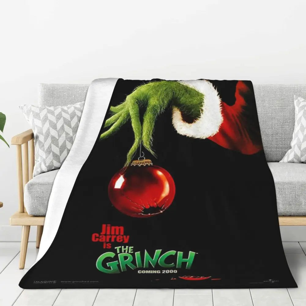 3D Grinch Flannel Blanket – Cozy Christmas Gift for Home, Office, and Travel