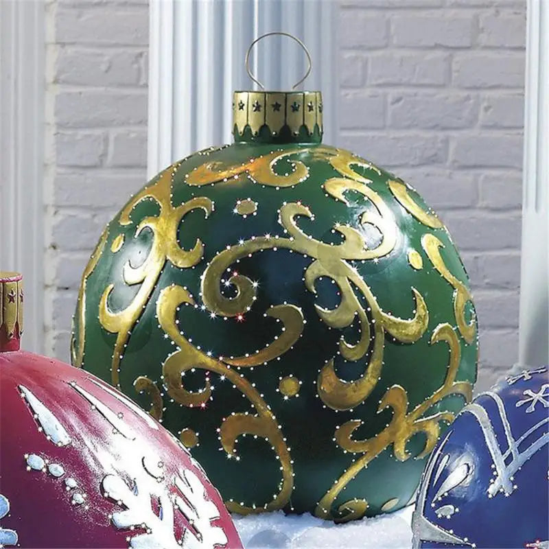 Large Christmas Inflatable Balls (60cm): Outdoor Christmas Tree Decorations, Inflatable Baubles for Festive Atmosphere