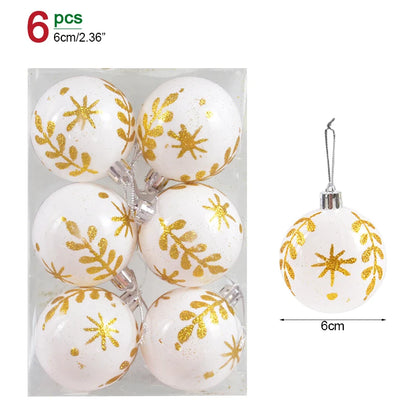 6PCS 6cm Christmas Ball Ornaments: Festive Hanging Pendants for Tree &amp; Home Décor 2024