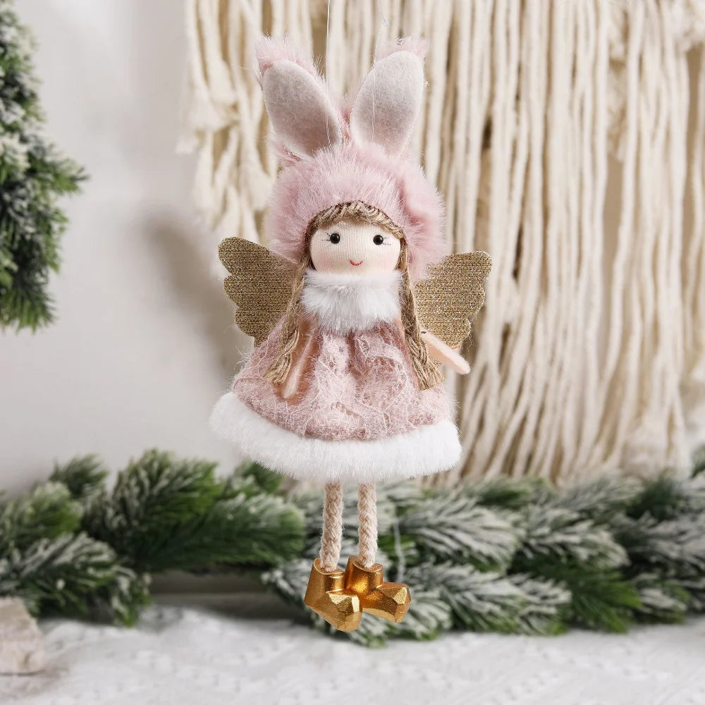 Christmas Angel Doll Pendant – Adorable Purple & Green Ornament for Holiday Décor and Kids’ Gifts