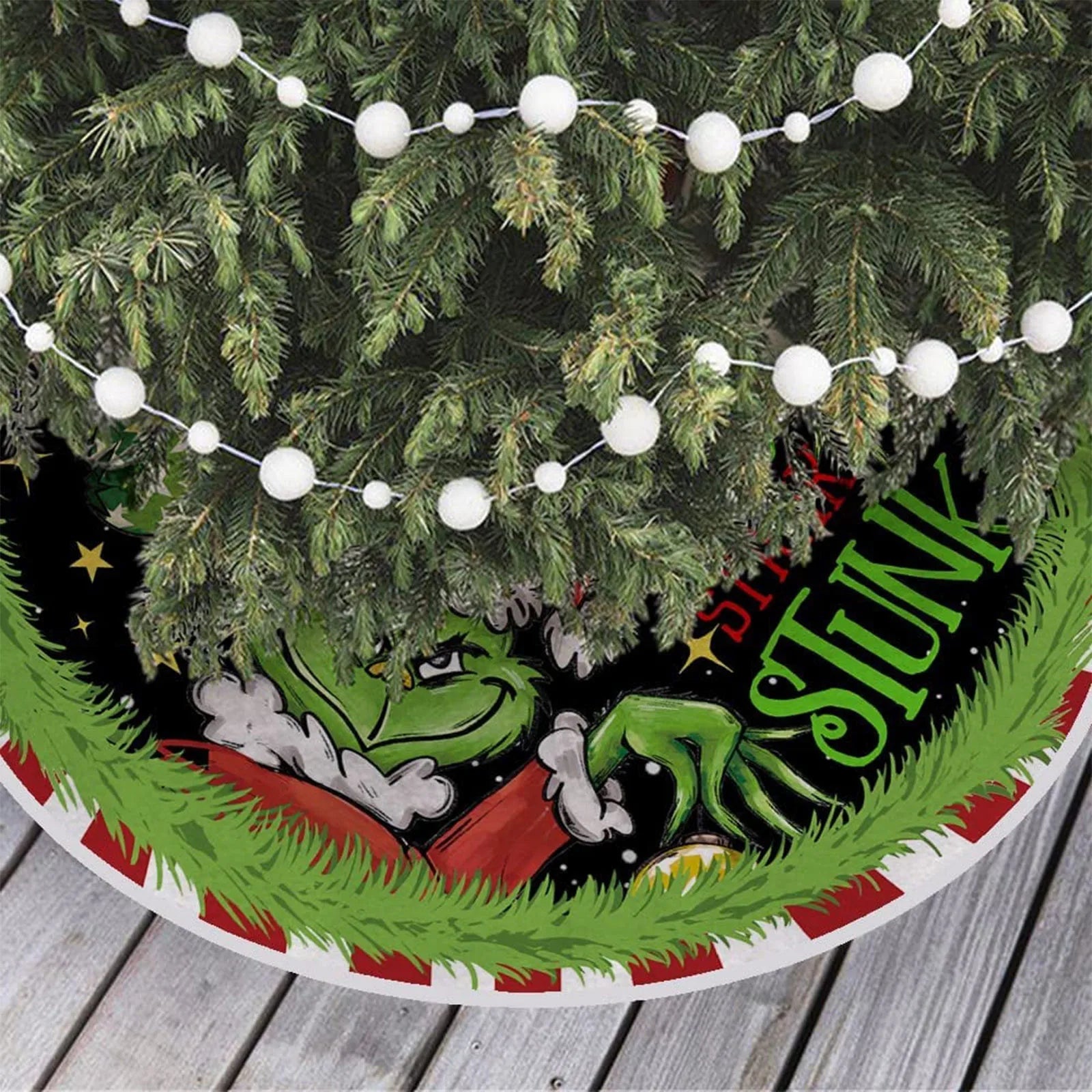  Merry Christmas Tree Skirt – Red & Green Soft Holiday Decoration, Perfect