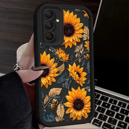 Sunflower Oil Painting Case for Samsung Galaxy A13 to A35 Soft Silicone Flower Cover