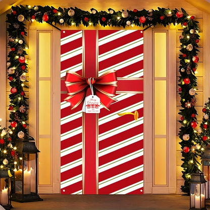 Red Christmas Door Cover Decoration – Holiday Gift Box Bow for Indoor & Outdoor Festive Home Decor 1