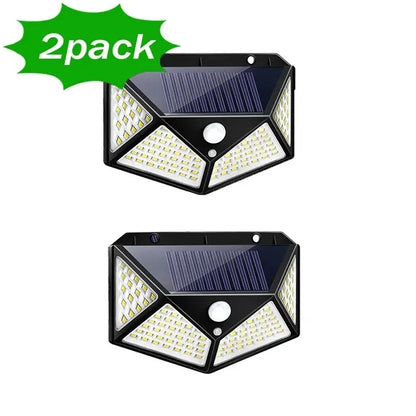 100 LED Solar Wall Lamp with Motion Sensor – Outdoor Waterproof 4-Sided Luminous Light for Garden & Courtyard (1/2/4/6/10PCS)