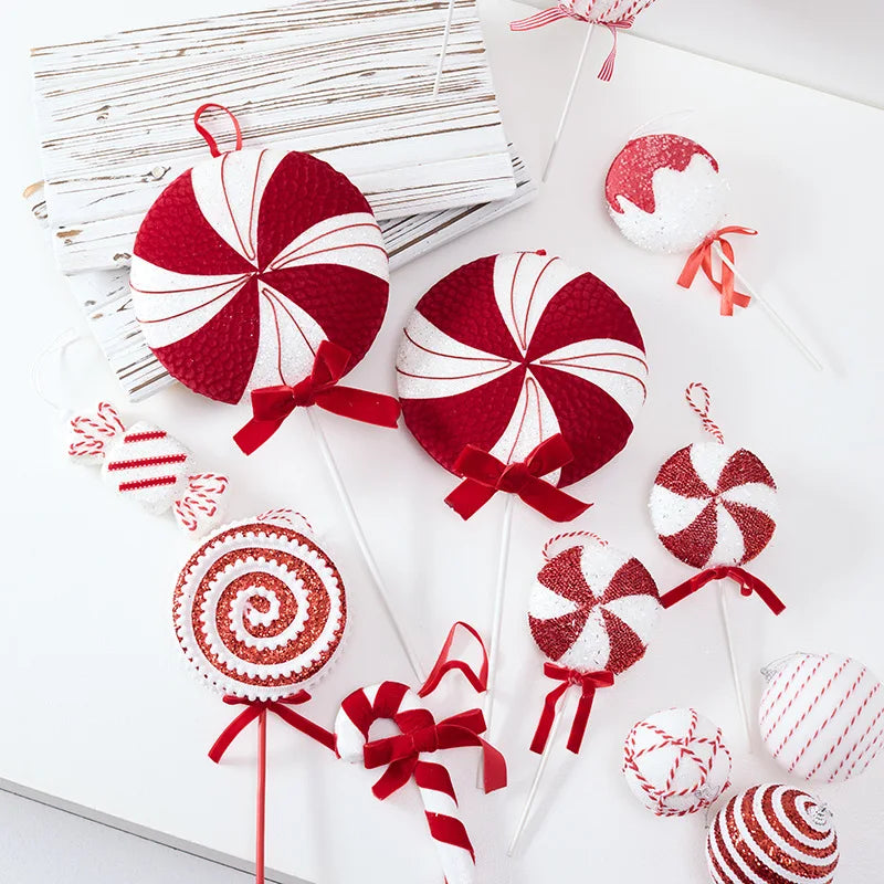 Large Christmas Candy Cane Ornaments – Red & White Lollipop Decorations for Tree, Home & Party Decor