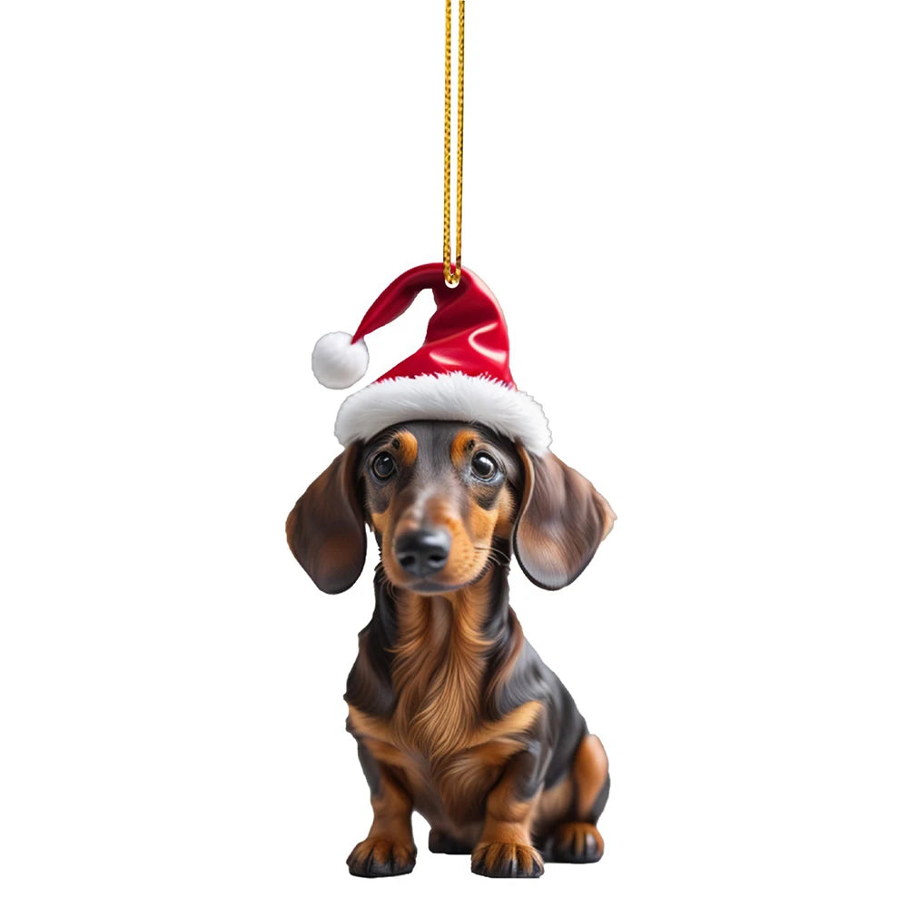 Christmas Cute Dog Tree Pendant – Adorable Holiday Car & Home Hanging Ornament for Window, Backpack, or Tree Décor