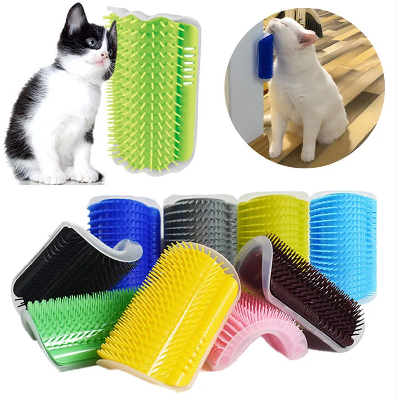 Cat Self-Groomer with Catnip – Wall Corner Massage & Tickling Comb for Face, Soft Cat Brush for Grooming & Relaxation