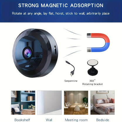 Wireless Mini WiFi Security Camera – Night Vision, Motion Detection, Rechargeable, App-Controlled