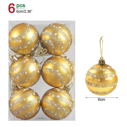 6PCS 6cm Christmas Ball Ornaments: Festive Hanging Pendants for Tree &amp; Home Décor 2024