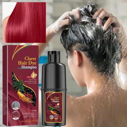 Hair Colour Shampoo – Black Hair Dye, Covers White Hair, Darkening Shampoo in Wine Red, Brown, or Silver Shades