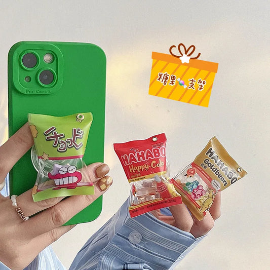 Griptok Snack Bag Mobile Phone Holder – Inflatable Packaging Korea Bear Gummy Holder for iPhone 14 & More