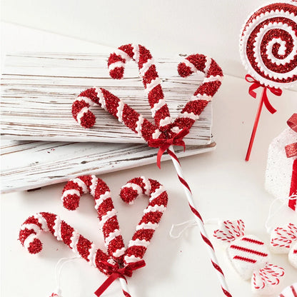 Large Christmas Candy Cane Ornaments – Red & White Lollipop Decorations for Tree, Home & Party Decor