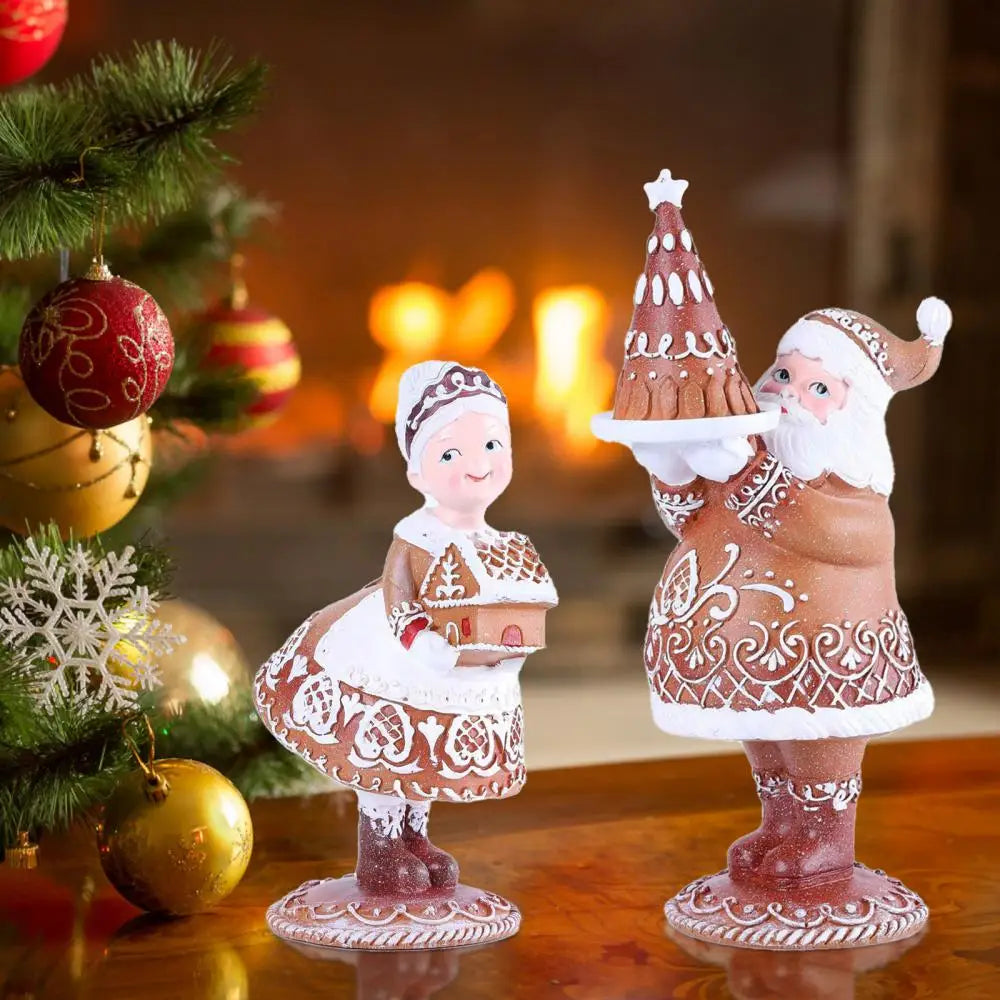 Christmas Resin Santa Claus Figurine: Heart-Warming Gingerbread-Themed Ornament for Shelves & Holiday Decor