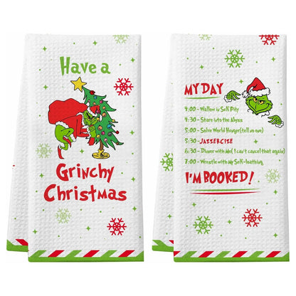 2-Piece Absorbent Kitchen Dish Towels: Ultra-Soft Hand Towels & Dishcloths for Quick Drying and Scrubbing